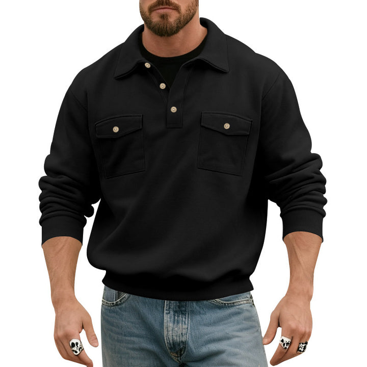 Comfortable fleece pullover for men with practical chest pockets Lune London