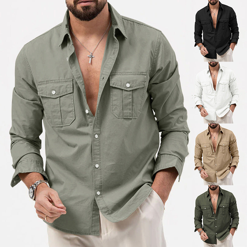 Long sleeve shirt for men with two chest pockets and modern fit Lune London