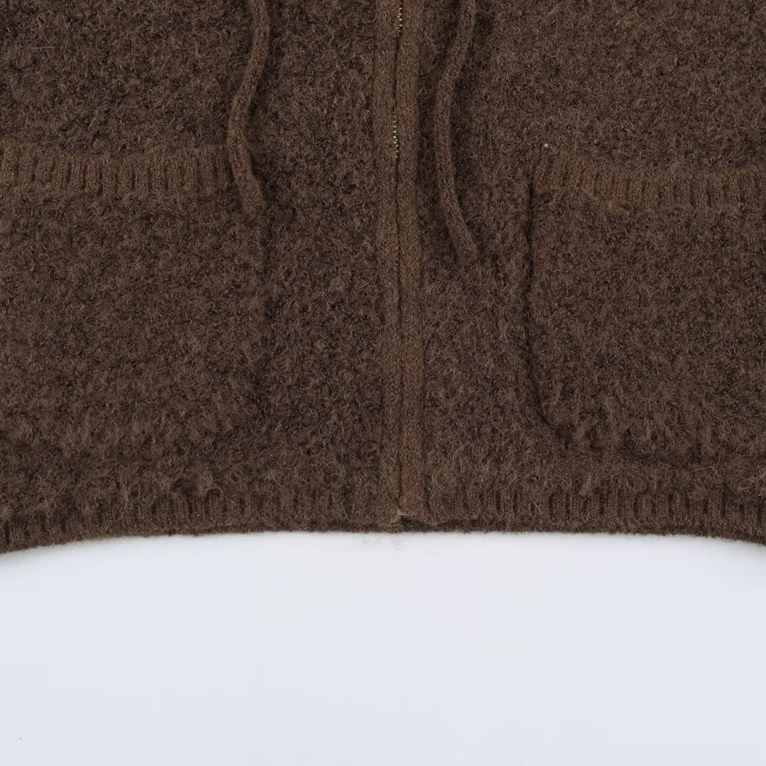 Women's Teddy Fleece Vest with Hood, Zipper and Patch Pockets Amarae