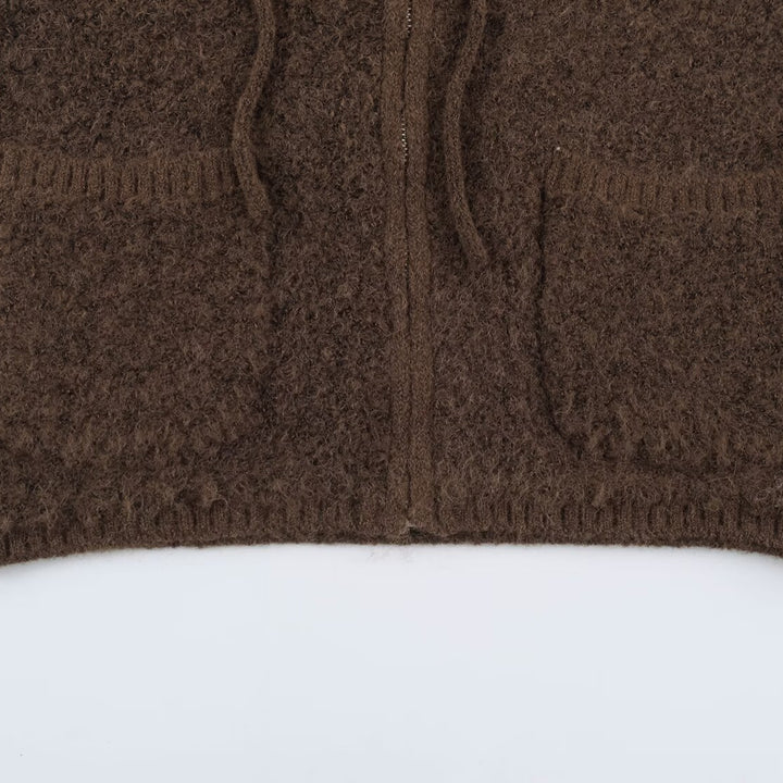 Women's Teddy Fleece Vest with Hood, Zipper and Patch Pockets Amarae