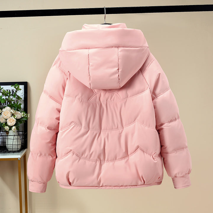 Ladies Fashion Padded Jacket with Removable Hood and Side Pockets with Opening.