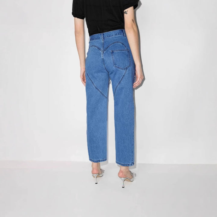 Designer distressed women's jeans with glitter applications Chic & Stil
