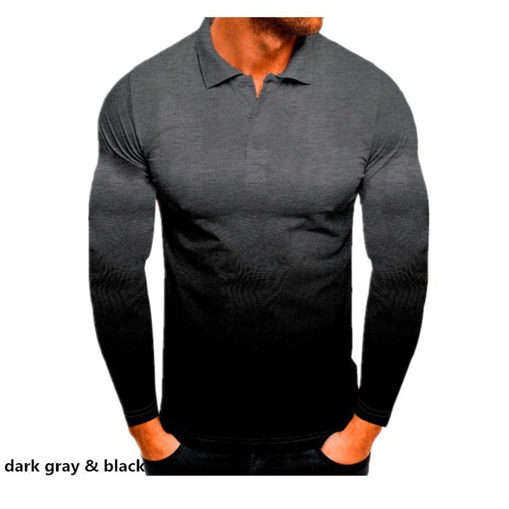 Men's long sleeve polo with a modern gradient of colors and performance material Lune London