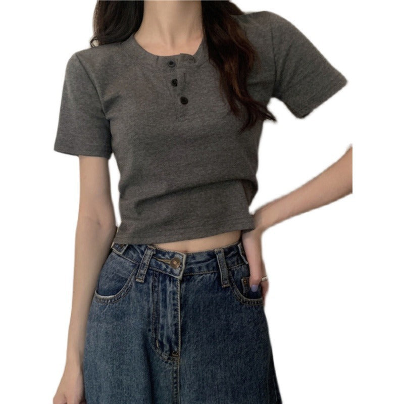 Women's Short Sleeve Henley Shirt Lune London