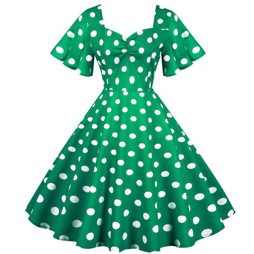 Robe Rockabilly pour femmes avec un motif amusant à pois et un ourlet flottant Chic & Stil