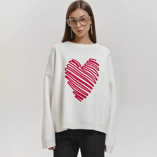 Oversized sweater for women with heart-shaped pattern Amarae
