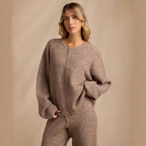 Ladies luxurious knit jacket with full zip Amarae