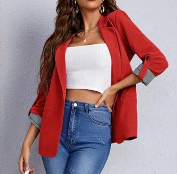 Elegant and versatile blazer jacket for women with rolled-up sleeves Lune London