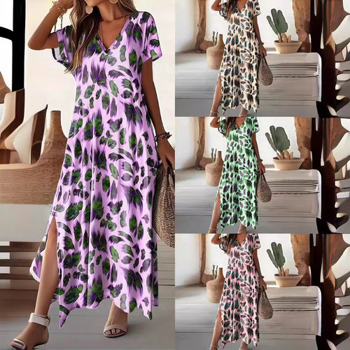 Maxi dress for women with elegant V-neck and side slits Amarae