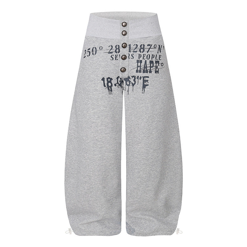 Women's culotte lounge pants with high ribbed waistband, front decorative button placket and adjustable hem Amarae
