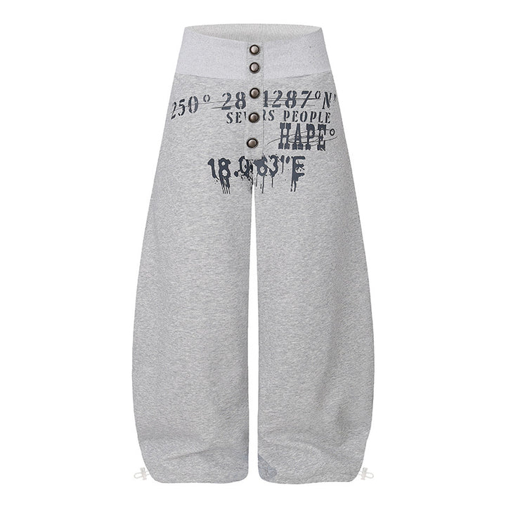 Women's culotte lounge pants with high ribbed waistband, front decorative button placket and adjustable hem Amarae