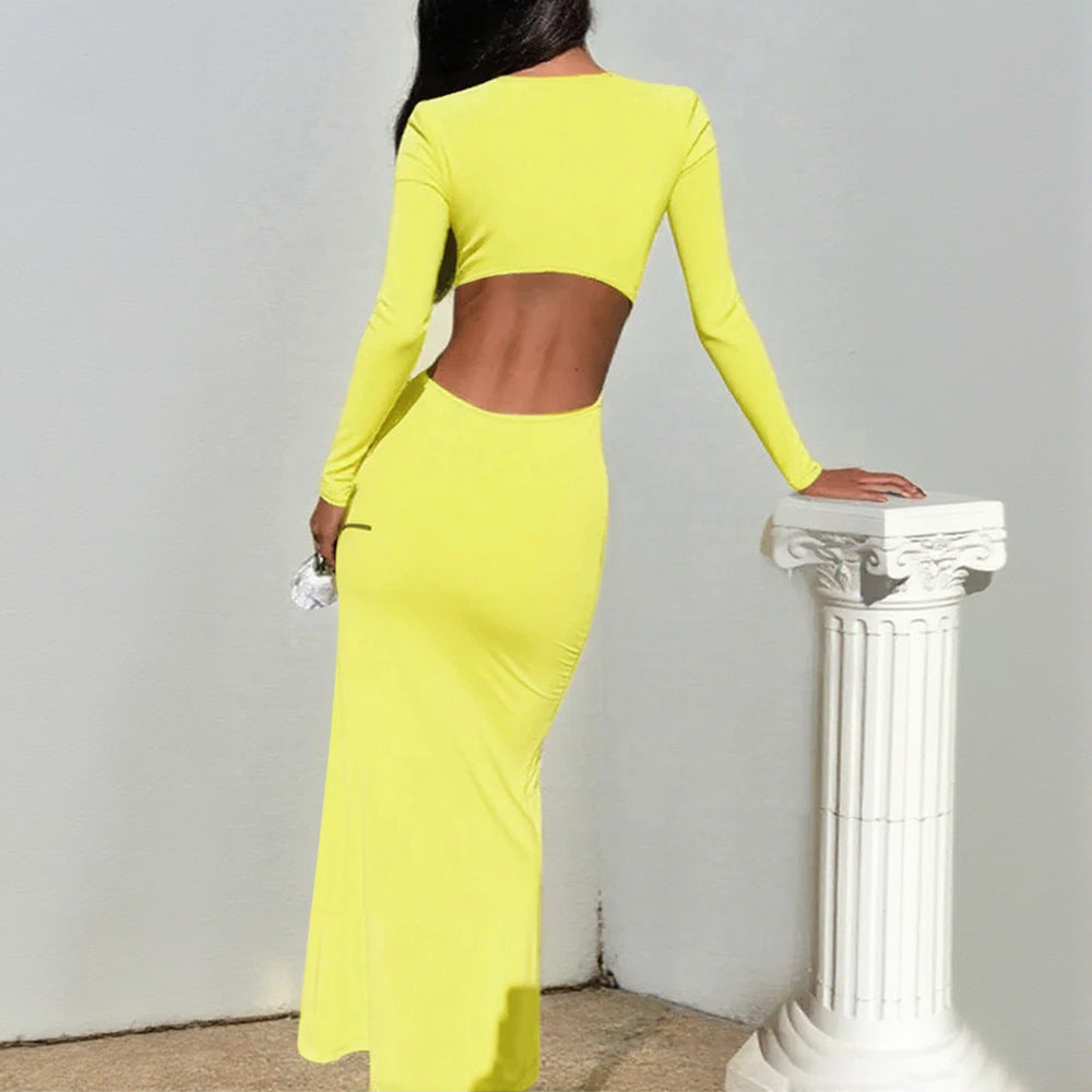Robe maxi séduisante pour femme avec volants effilochés et décolleté en V plongeant Chic & Stil
