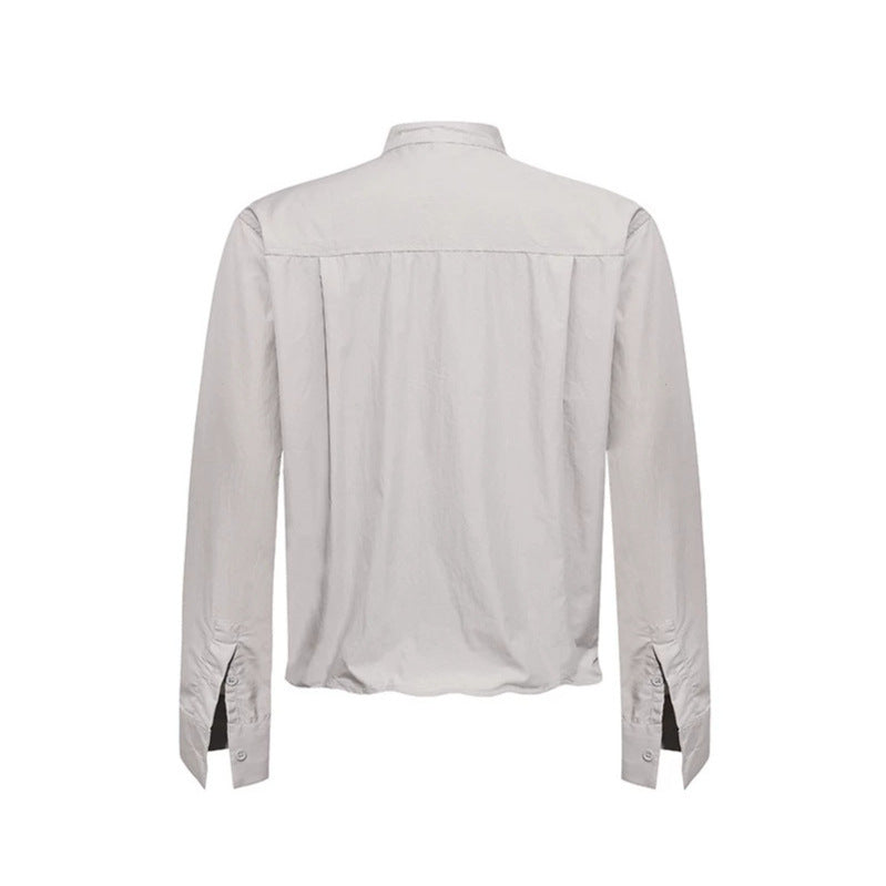 Men's shirt with stand-up collar, chest pocket and relaxed fit Amarae