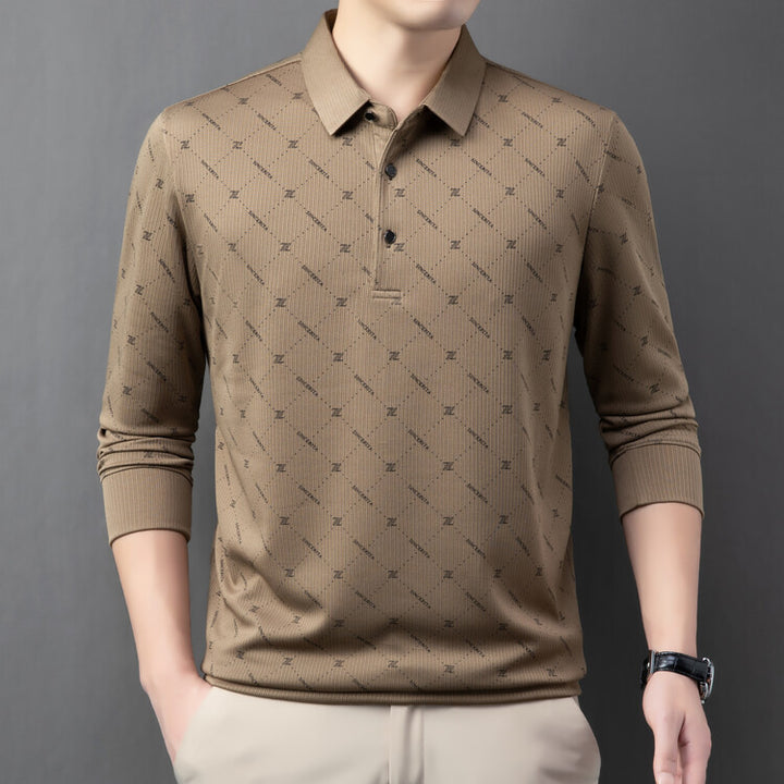 Men's Long Sleeve Polo with an innovative pattern and breathable properties Lune London