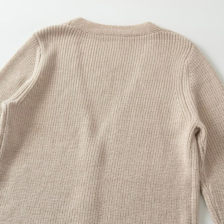 Women's Longline Knit Cardigan with V-Neck and Continuous Button Placket Amarae