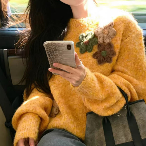 Pull Femme Doux avec Design Floral 3D Chic & Stil