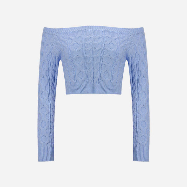 Pull tricot femme à épaules dénudées avec motif en cable Chic & Stil