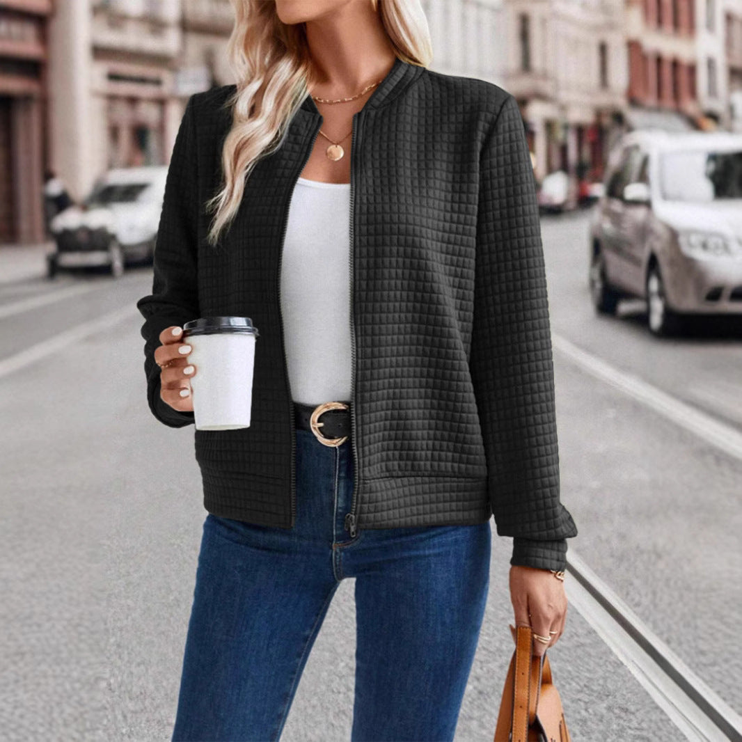 Ladies lightweight quilted jacket with high collar and full zipper Amarae