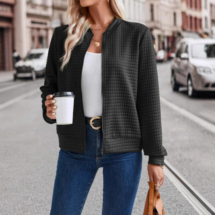 Ladies lightweight quilted jacket with high collar and full zipper Amarae