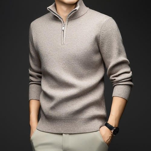 Pull-over zippé élégant pour hommes en laine douce Amarae