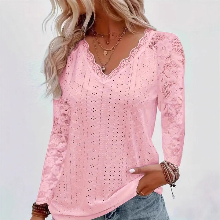 Dames Élégant Top avec Dentelle et Décolleté en V Chic & Stil