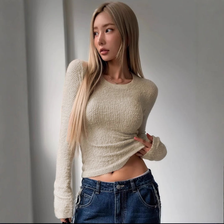 Top à manches longues pour femmes avec motif texturé et coupe décontractée Chic & Stil