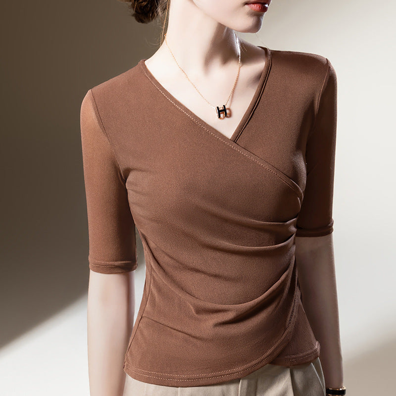Women's Wrap Top with Sophisticated Draping and Figure-Friendly Cut Lune London