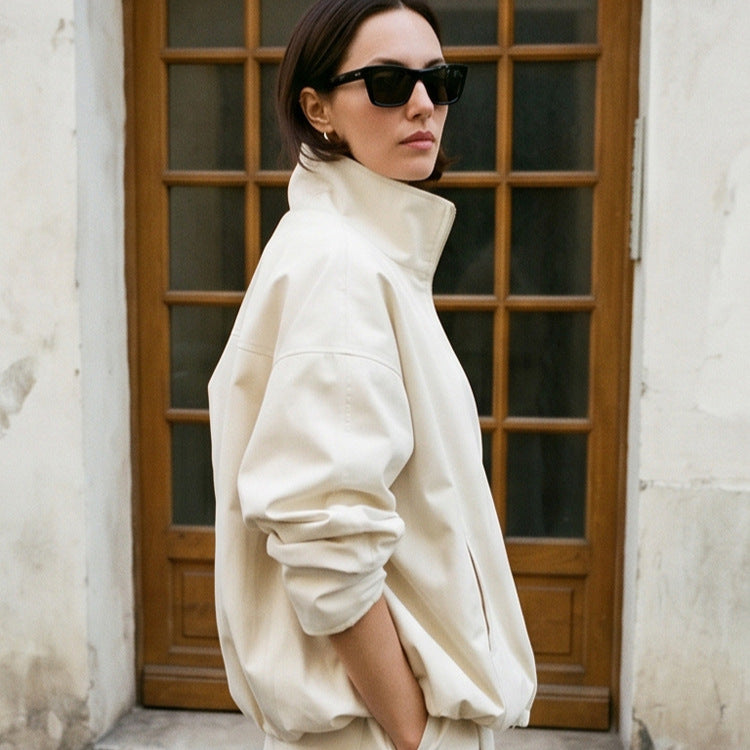 Women's Oversize Cropped Blouson with drawstring and flowing maxi skirt with side slit Amarae