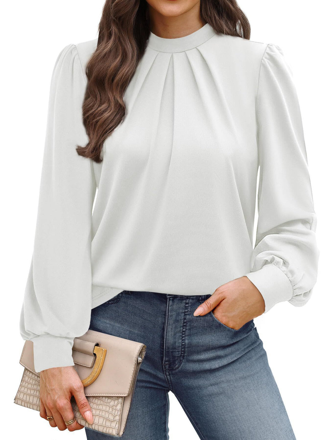 Elegant ladies blouse with puff sleeves Lune London