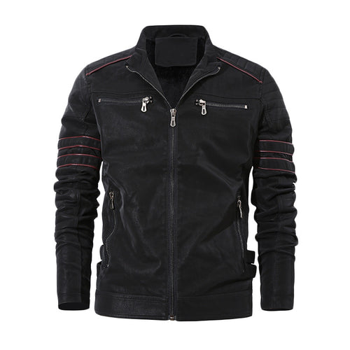 Men's sporty leather jacket with padded inner lining Amarae