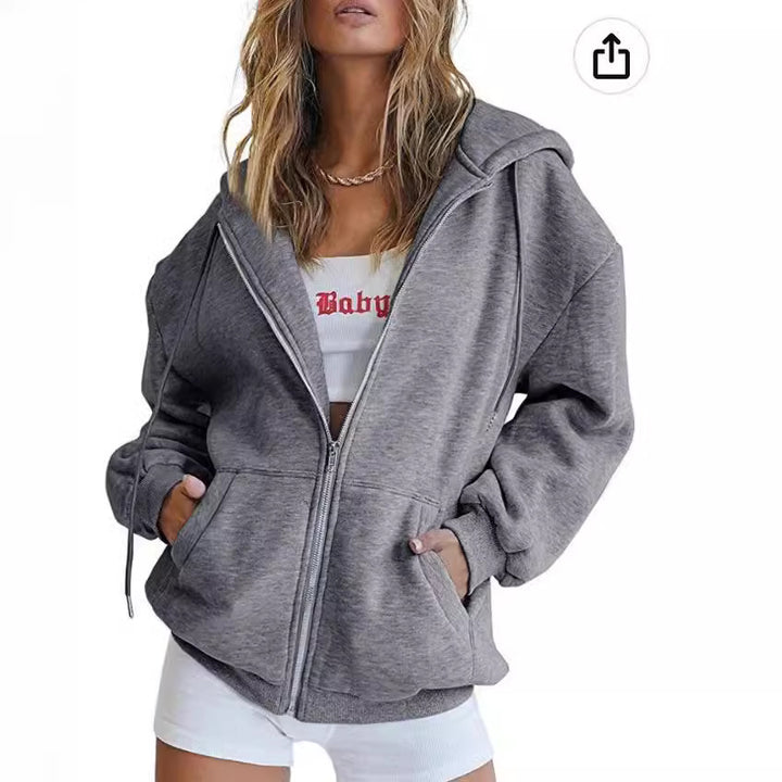 Casual hooded jacket for women with full zip Lune London