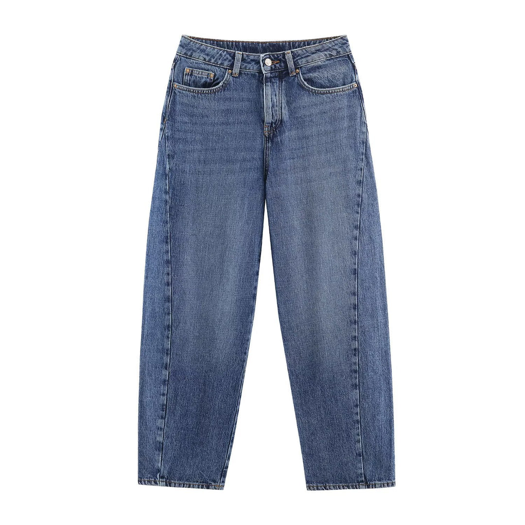 Women's high-waisted wide jeans with straight leg and cropped length Amarae