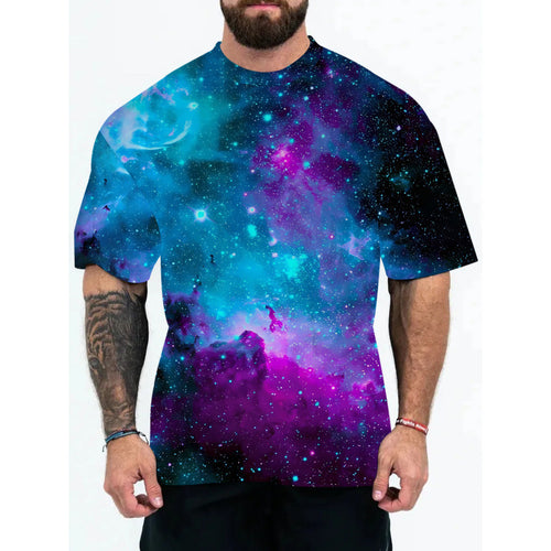 Amarae Galaxy Print Short Sleeve T-Shirt for Men