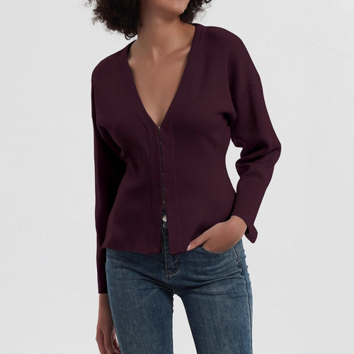 Ladies elegant V-neck cardigan with button closure Amarae