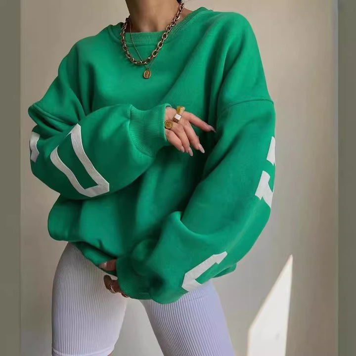Ladies Oversized Sweatshirt with Chic Logo and Striking Style
