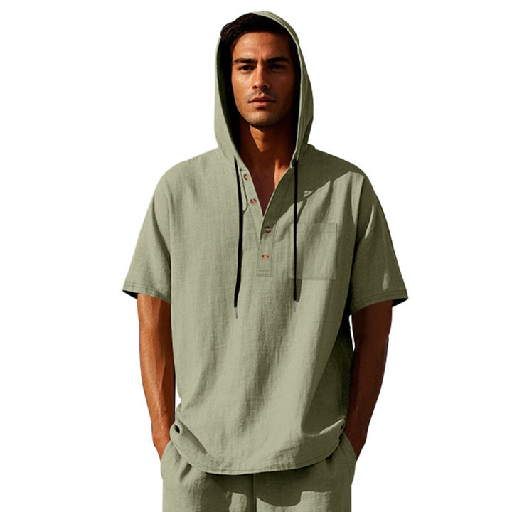 Men's casual hoodie with button placket and chest pocket Lune London
