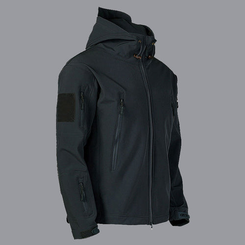 Technical softshell jacket for men with multifunctional pockets and adjustable hood system Amarae