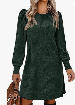 Sweater dress for women with ruffle details and side pockets Lune London