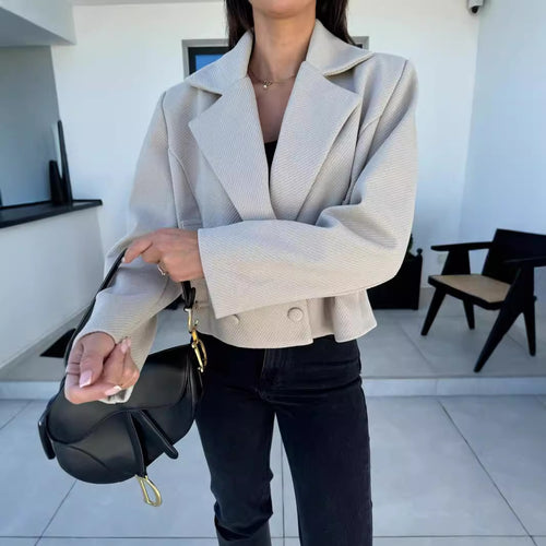 Ladies Elegant Oversized Blazer with double-breasted buttons and textured fabric Amarae