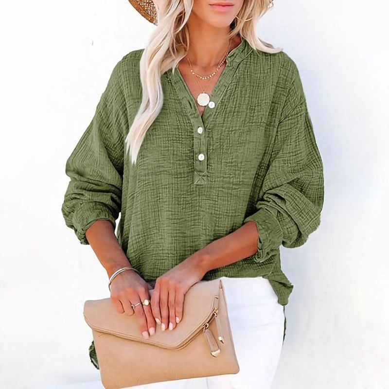 Woman Oversized Casual Shirt with Button Placket Amarae