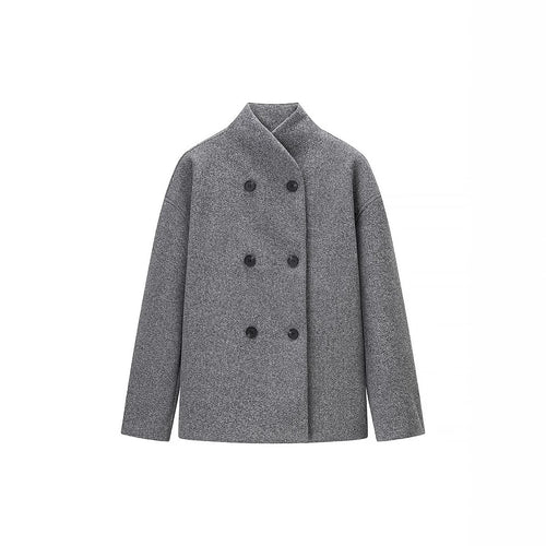 Transitional women's jacket with double-breasted closure and soft fabric Amarae