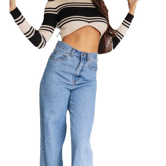 Loose high-waisted jeans for women with frayed hem Chic & Stil