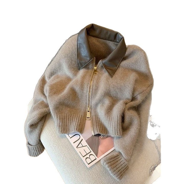 Veste coupée pour femmes avec col en cuir Chic & Stil