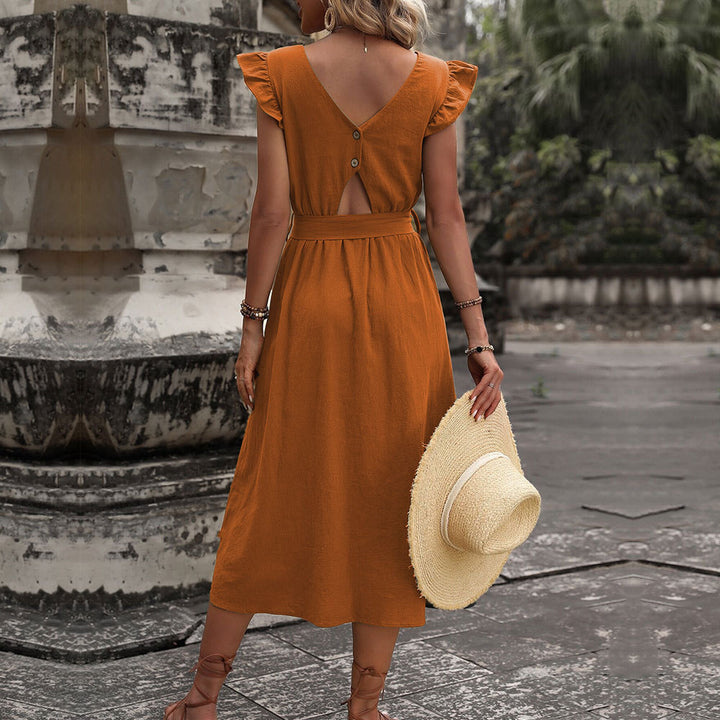 Robe maxi femme avec décolleté en V et ceinture à la taille Chic & Stil