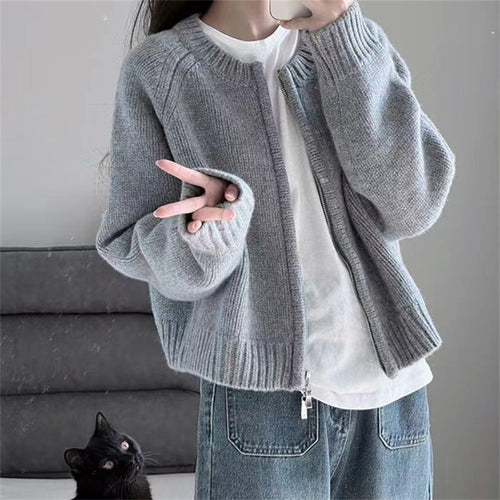 Casual knit jacket for women with a loose fit and ribbing Amarae