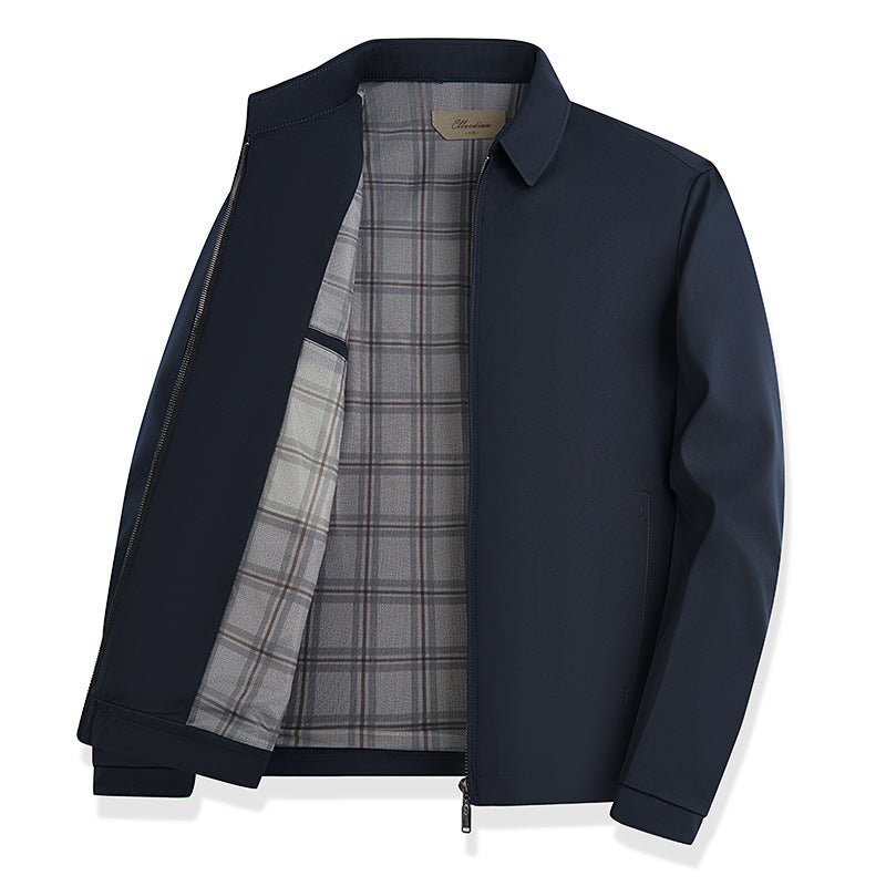 Men's lightweight transitional jacket with checked lining and concealed zipper Amarae