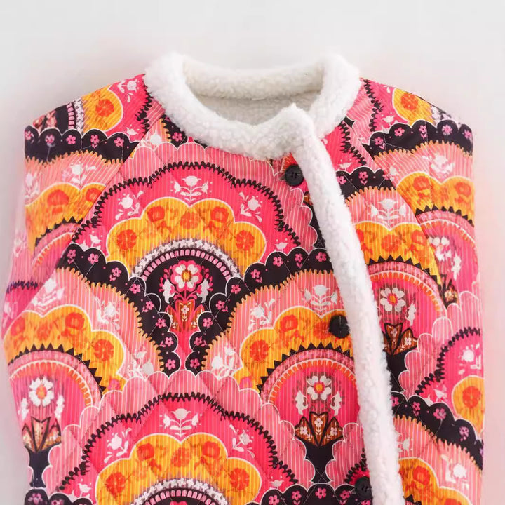 Veste pour femmes à motif avec doublure en teddy douce et design romantique Chic & Stil