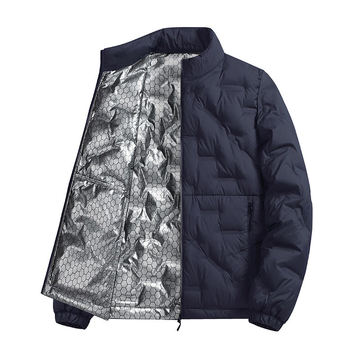 Men's lightweight quilted thermal jacket with stand-up collar and zippered pockets Amarae