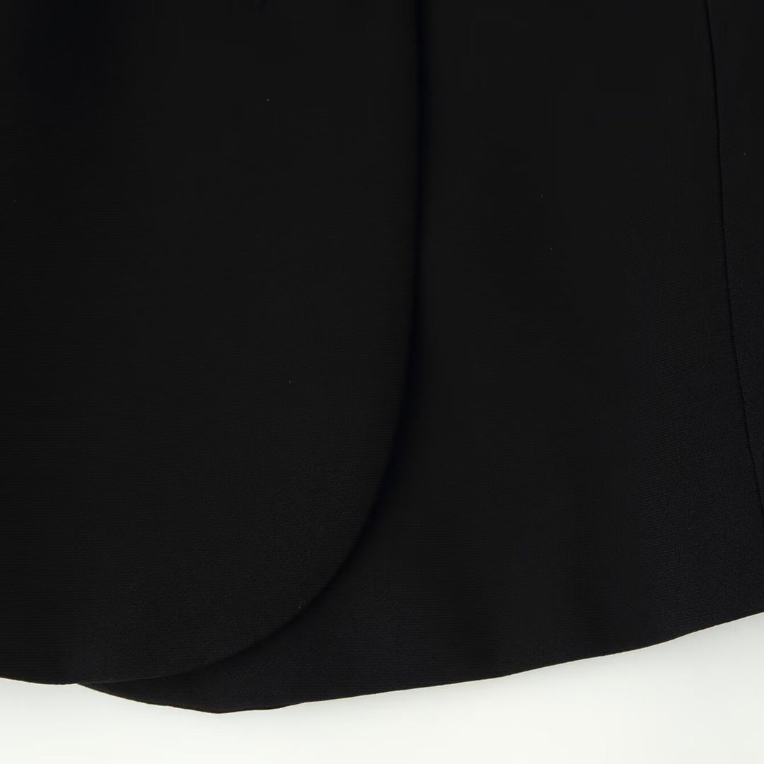 Women's Minimalistic Short Jacket with Asymmetrical Placket and Round Neckline Amarae