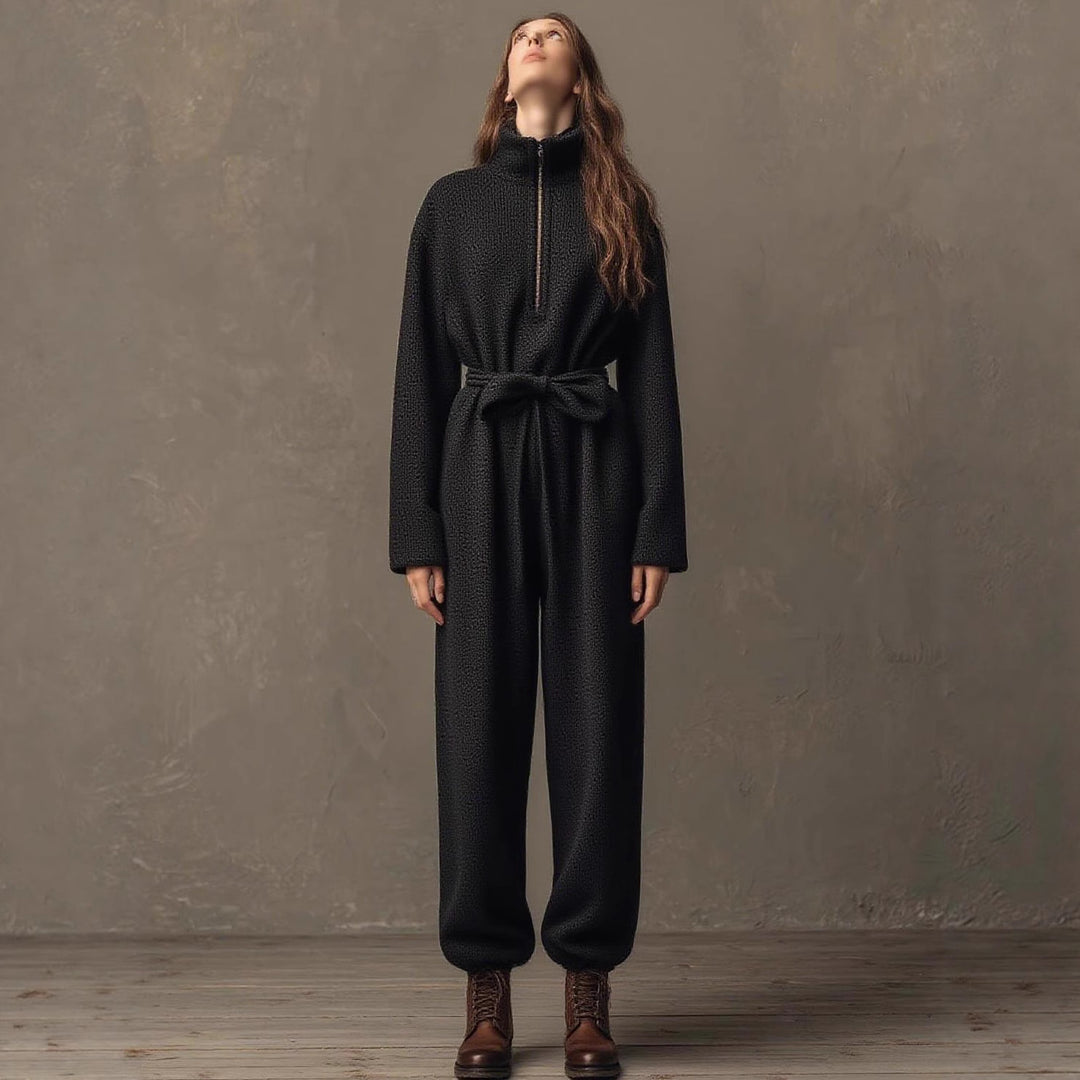 Ladies comfortable fleece jumpsuit with high collar Lune London